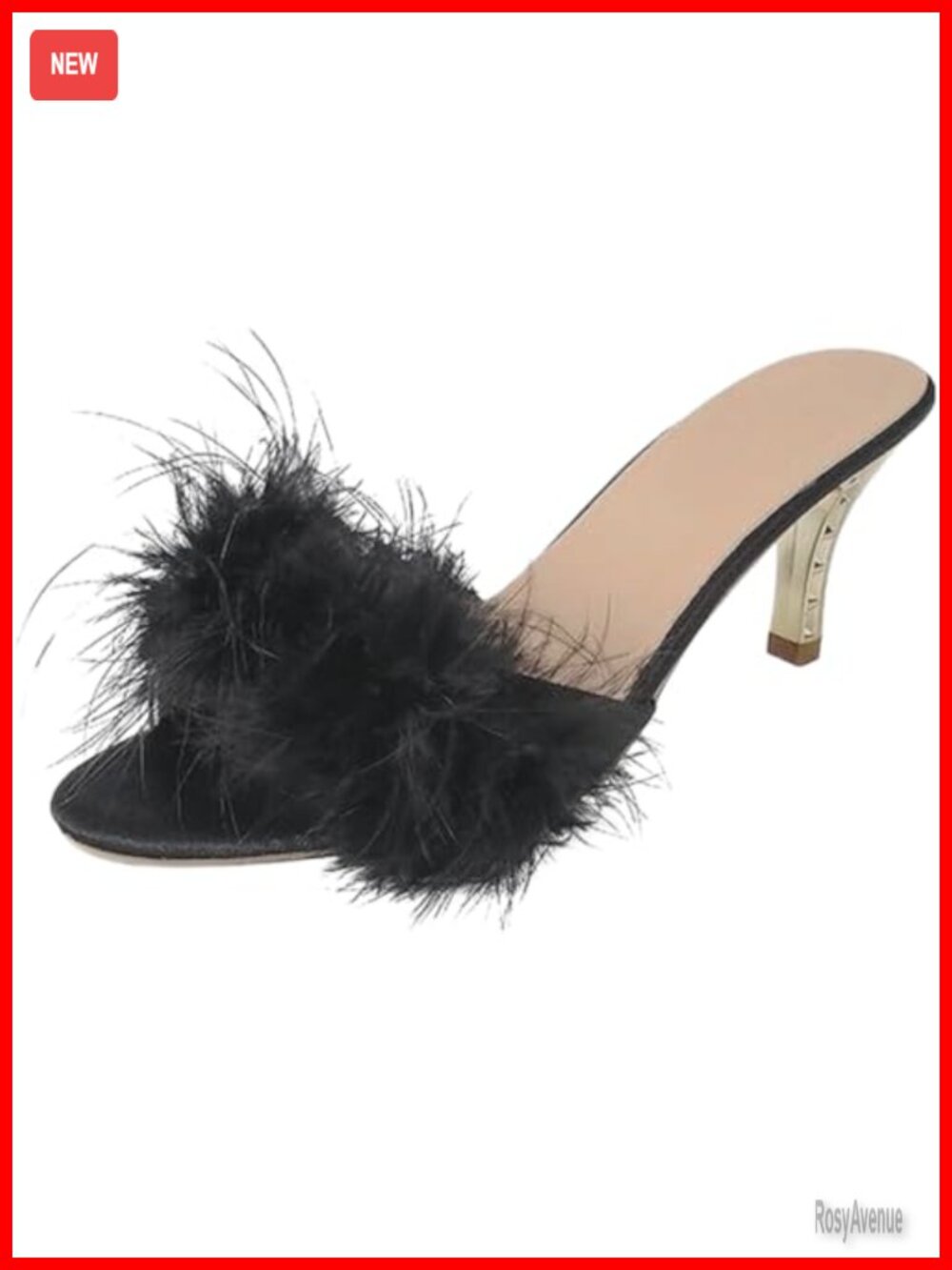 Faux Fur Kitten Heel Slippers - Sexy Indoor Lingerie Shoes